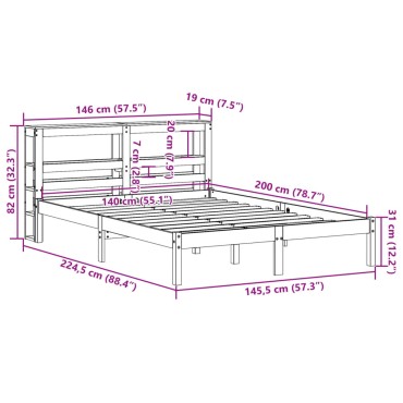 vidaXL Σκελετός Κρεβ. Χωρίς Στρώμα Λευκό 140x200 εκ Μασίφ Πεύκο