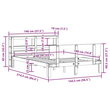 vidaXL Σκελετός Κρεβατιού με Κεφαλάρι Χωρίς Στρώμα Λευκό 140x190 εκ.