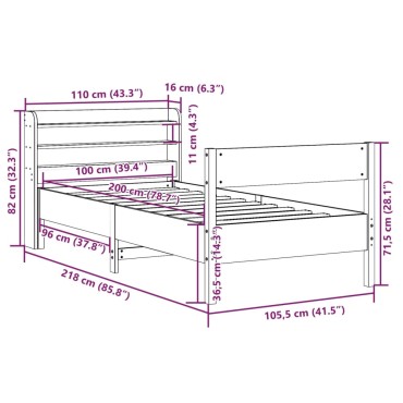 vidaXL Σκελετός Κρεβ. Χωρίς Στρώμα Καφέ Κεριού 100x200 εκ Μασίφ Πεύκο