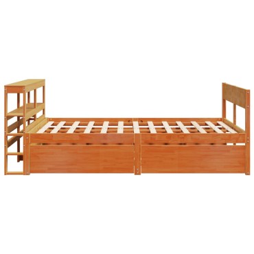 vidaXL Σκελετός Κρεβατιού Χωρίς Στρώμα Καφέ 140x200 Μασίφ Ξύλο Πεύκου