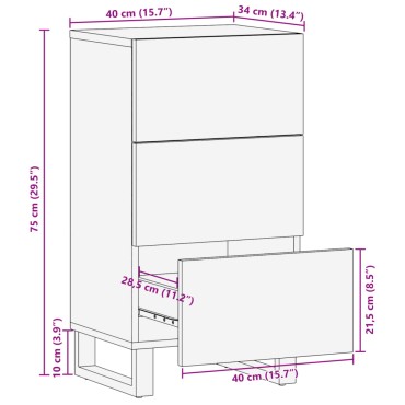 vidaXL Ντουλάπι Καφέ 40x34x75cm από Μασίφ Ξύλο Μάνγκο 1 τεμ.