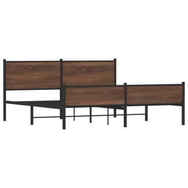 vidaXL Σκελετός Κρεβ. Χωρίς Στρώμα Καφέ Δρυς 180x200 εκ. Μεταλλικό