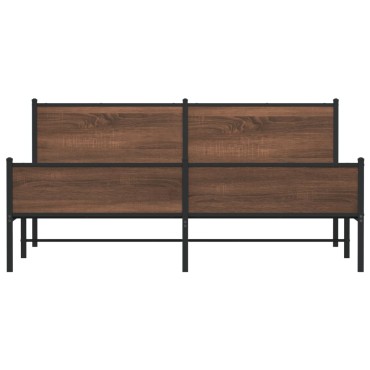 vidaXL Σκελετός Κρεβ. Χωρίς Στρώμα Καφέ Δρυς 180x200 εκ. Μεταλλικό