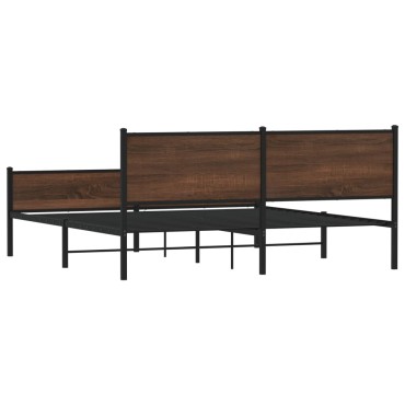 vidaXL Σκελετός Κρεβ. Χωρίς Στρώμα Καφέ Δρυς 180x200 εκ. Μεταλλικό