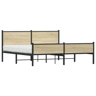 vidaXL Σκελετός Κρεβ. Χωρίς Στρώμα Sonoma Δρυς 180x200cm Μεταλλικό 1 τεμ. - Διπλό