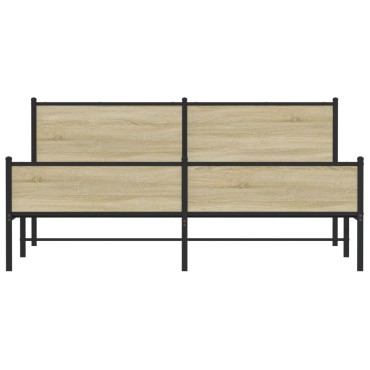 vidaXL Σκελετός Κρεβ. Χωρίς Στρώμα Sonoma Δρυς 180x200cm Μεταλλικό 1 τεμ. - Διπλό