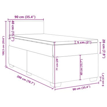 vidaXL Κρεβάτι Boxspring με Στρώμα Σκούρο Πράσινο 90x200 εκ. Βελούδινο