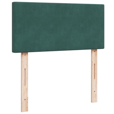 vidaXL Κρεβάτι Boxspring με Στρώμα Σκούρο Πράσινο 90x200 εκ. Βελούδινο