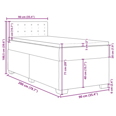 vidaXL Κρεβάτι Boxspring με Στρώμα Σκούρο Πράσινο 90x200 εκ. Βελούδινο