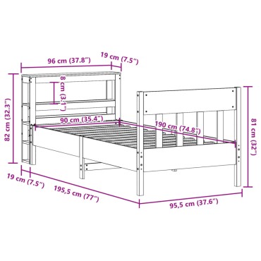 vidaXL Σκελετός Κρεβ. Χωρίς Στρώμα Καφέ Κεριού 90x190 εκ Μασίφ Πεύκο