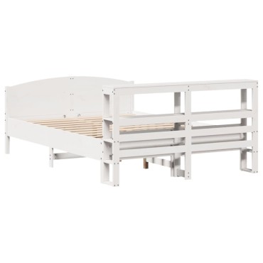 vidaXL Σκελετός Κρεβ. Χωρίς Στρώμα Λευκό 140x190 εκ Μασίφ Πεύκο