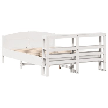 vidaXL Σκελετός Κρεβ. Χωρίς Στρώμα Λευκό 140x200 εκ Μασίφ Πεύκο