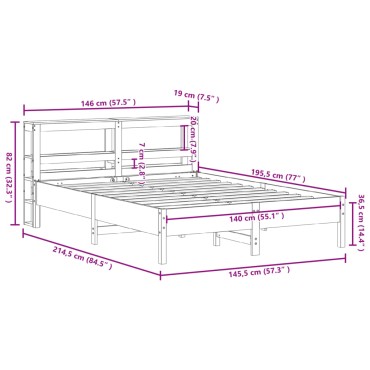 vidaXL Σκελετός Κρεβ. Χωρίς Στρώμα Λευκό 140x190 εκ Μασίφ Πεύκο