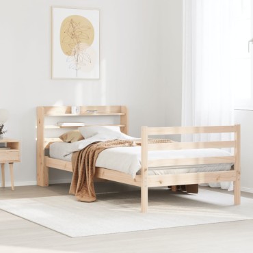 vidaXL Πλαίσιο Κρεβατιού με Κεφαλάρι 90x200 εκ. από Μασίφ Ξύλο Πεύκου