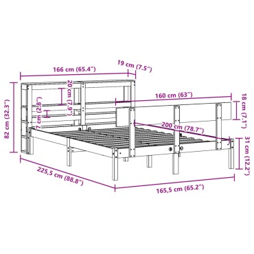 vidaXL Σκελετός Κρεβ. Χωρίς Στρώμα Λευκό 160x200 εκ Μασίφ Πεύκο