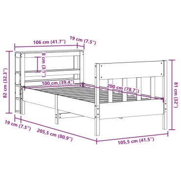 vidaXL Σκελετός Κρεβ. Χωρίς Στρώμα Καφέ Κεριού 100x200 εκ Μασίφ Πεύκο