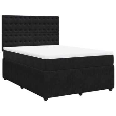 vidaXL Κρεβάτι Boxspring με Στρώμα Μαύρο 140x200cm Βελούδινο 1 τεμ. - Διπλό