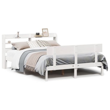 vidaXL Σκελετός Κρεβ. Χωρίς Στρώμα Λευκό 160x200cm Μασίφ Πεύκο 1 τεμ. - Διπλό