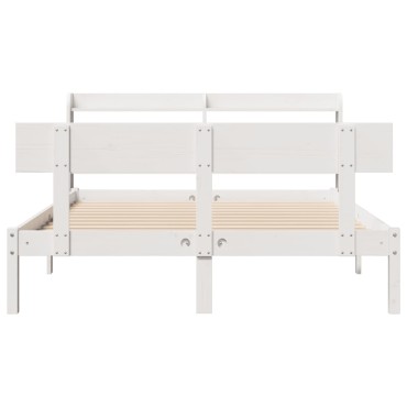 vidaXL Σκελετός Κρεβ. Χωρίς Στρώμα Λευκό 160x200cm Μασίφ Πεύκο 1 τεμ. - Διπλό
