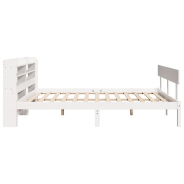 vidaXL Σκελετός Κρεβ. Χωρίς Στρώμα Λευκό 160x200cm Μασίφ Πεύκο 1 τεμ. - Διπλό