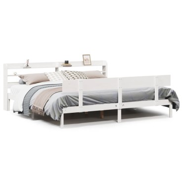 vidaXL Σκελετός Κρεβ. Χωρίς Στρώμα Λευκό 180x200cm Μασίφ Πεύκο 1 τεμ. - Διπλό