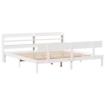 vidaXL Σκελετός Κρεβ. Χωρίς Στρώμα Λευκό 180x200cm Μασίφ Πεύκο 1 τεμ. - Διπλό