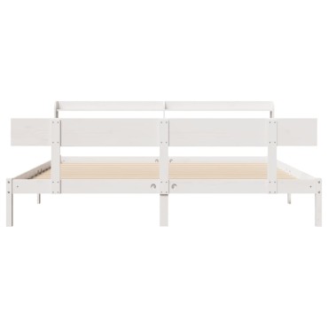 vidaXL Σκελετός Κρεβ. Χωρίς Στρώμα Λευκό 180x200cm Μασίφ Πεύκο 1 τεμ. - Διπλό