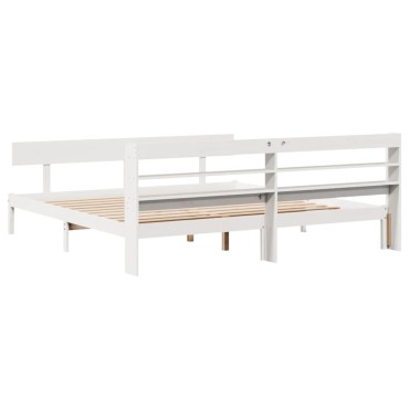 vidaXL Σκελετός Κρεβ. Χωρίς Στρώμα Λευκό 180x200cm Μασίφ Πεύκο 1 τεμ. - Διπλό