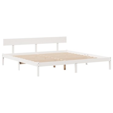 vidaXL Σκελετός Κρεβ. Χωρίς Στρώμα Λευκό 180x200cm Μασίφ Πεύκο 1 τεμ. - Διπλό