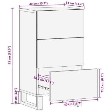 vidaXL Ντουλάπι 40x34x75cm από Μασίφ Ξύλο Ακακίας 1 τεμ.