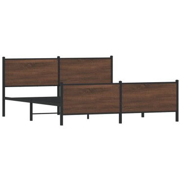 vidaXL Σκελετός Κρεβ. Χωρίς Στρώμα Καφέ Δρυς 180x200 εκ. Μεταλλικό