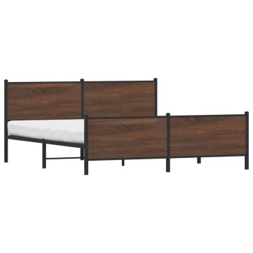 vidaXL Σκελετός Κρεβ. Χωρίς Στρώμα Καφέ Δρυς 180x200 εκ. Μεταλλικό