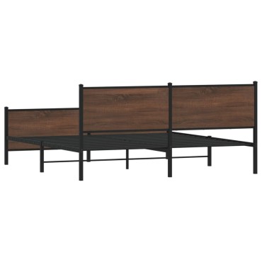 vidaXL Σκελετός Κρεβ. Χωρίς Στρώμα Καφέ Δρυς 180x200 εκ. Μεταλλικό