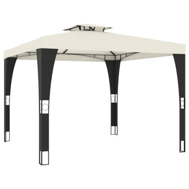 vidaXL Κιόσκι με Διπλή Οροφή Κρεμ 2,98x2,98 μ. Ατσάλινο