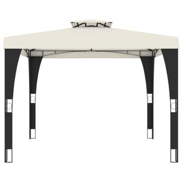 vidaXL Κιόσκι με Διπλή Οροφή Κρεμ 2,98x2,98 μ. Ατσάλινο