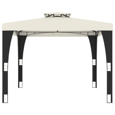 vidaXL Κιόσκι με Διπλή Οροφή Κρεμ 2,98x2,98 μ. Ατσάλινο