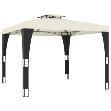 vidaXL Κιόσκι με Διπλή Οροφή Κρεμ 2,98x2,98 μ. Ατσάλινο