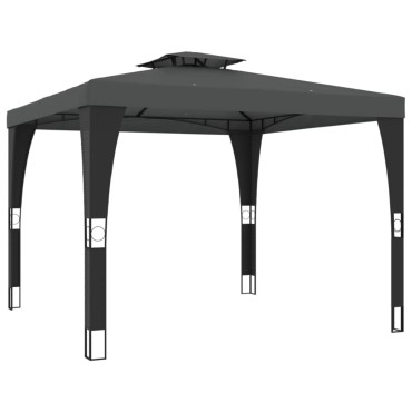 vidaXL Κιόσκι με Διπλή Οροφή Ανθρακί 2,98x2,98 μ. Ατσάλινο