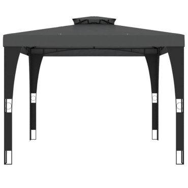 vidaXL Κιόσκι με Διπλή Οροφή Ανθρακί 2,98x2,98 μ. Ατσάλινο