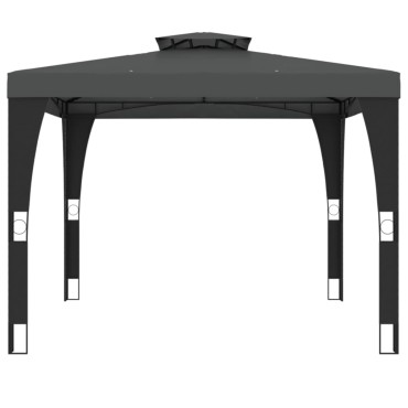 vidaXL Κιόσκι με Διπλή Οροφή Ανθρακί 2,98x2,98 μ. Ατσάλινο