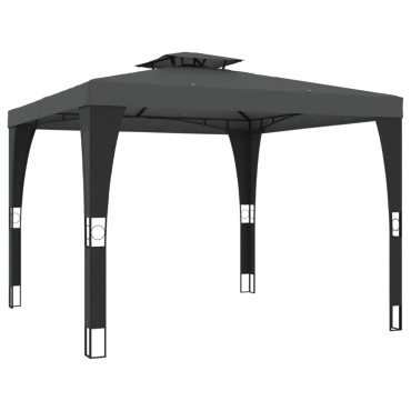 vidaXL Κιόσκι με Διπλή Οροφή Ανθρακί 2,98x2,98 μ. Ατσάλινο