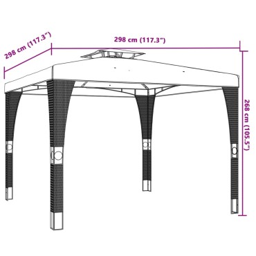 vidaXL Κιόσκι με Διπλή Οροφή Ανθρακί 2,98x2,98 μ. Ατσάλινο