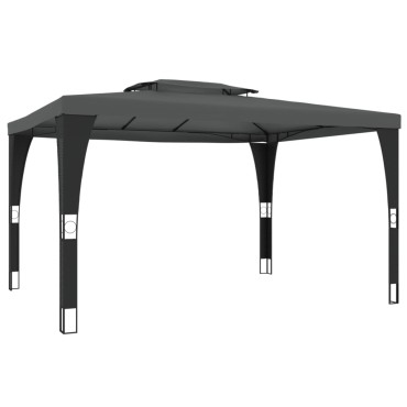vidaXL Κιόσκι με Διπλή Οροφή Ανθρακί 3,98x2,98 μ. Ατσάλινο