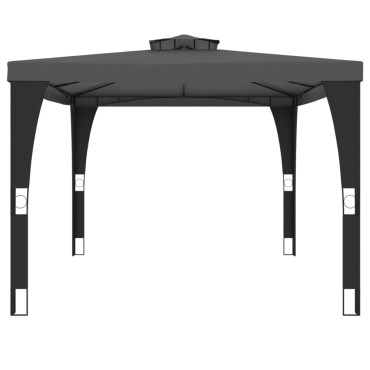 vidaXL Κιόσκι με Διπλή Οροφή Ανθρακί 3,98x2,98 μ. Ατσάλινο