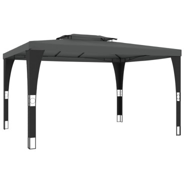 vidaXL Κιόσκι με Διπλή Οροφή Ανθρακί 3,98x2,98 μ. Ατσάλινο