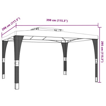 vidaXL Κιόσκι με Διπλή Οροφή Ανθρακί 3,98x2,98 μ. Ατσάλινο