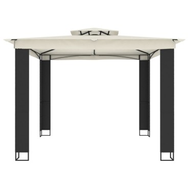 vidaXL Κιόσκι με Διπλή Οροφή Κρεμ 2,94x2,94 μ. Ατσάλινο