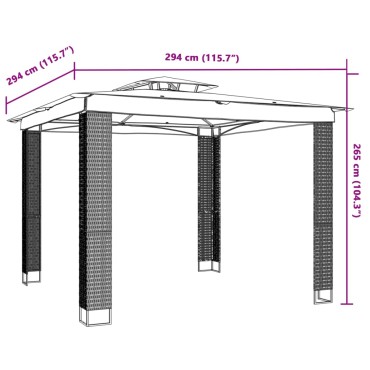 vidaXL Κιόσκι με Διπλή Οροφή Κρεμ 2,94x2,94 μ. Ατσάλινο