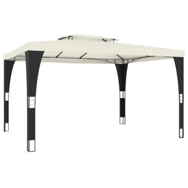 vidaXL Κιόσκι με Διπλή Οροφή Κρεμ 3,98x2,98 μ. Ατσάλινο