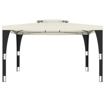 vidaXL Κιόσκι με Διπλή Οροφή Κρεμ 3,98x2,98 μ. Ατσάλινο